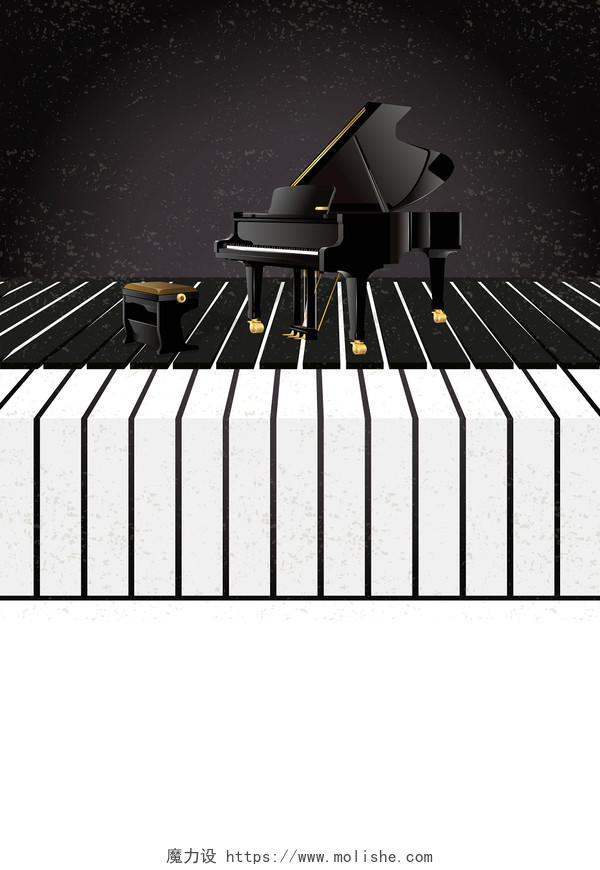 大气简约白色底纹黑色钢琴琴行招生培训海报背景